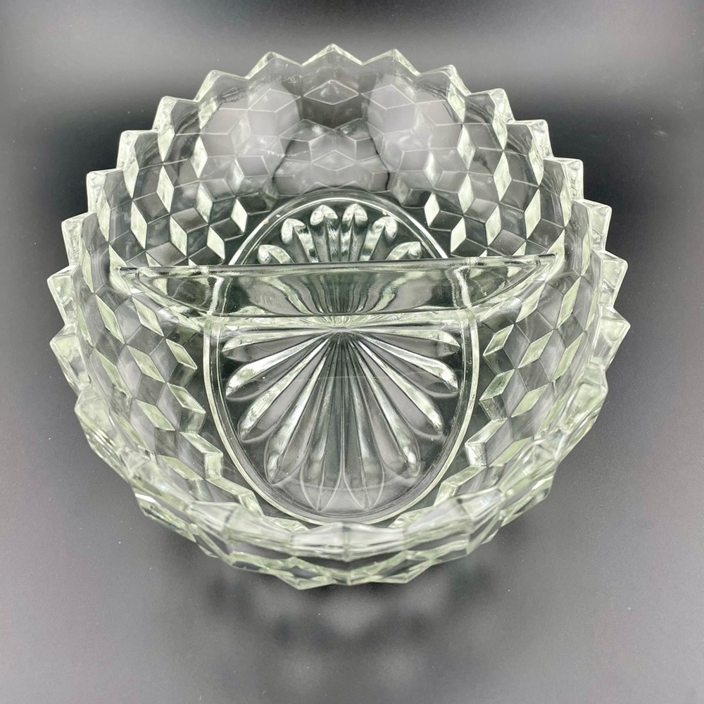 Vintage, Glass, Two Part Oval Relish Dish American by Fostoria Glass